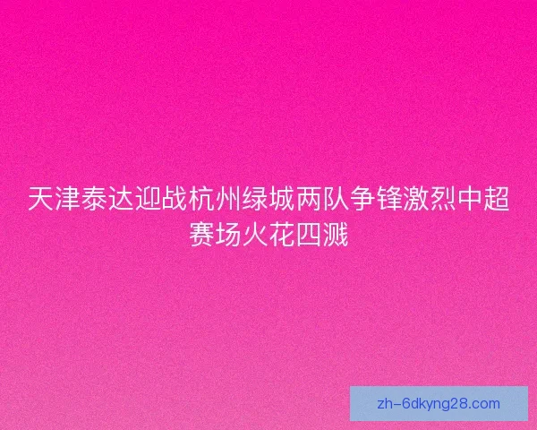 天津泰达迎战杭州绿城两队争锋激烈中超赛场火花四溅